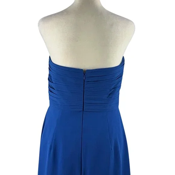 NWT Bill Levkoff 732 Chiffon Strapless Formal Maxi Dress Gown in Blue Size 10 - Picture 7 of 12